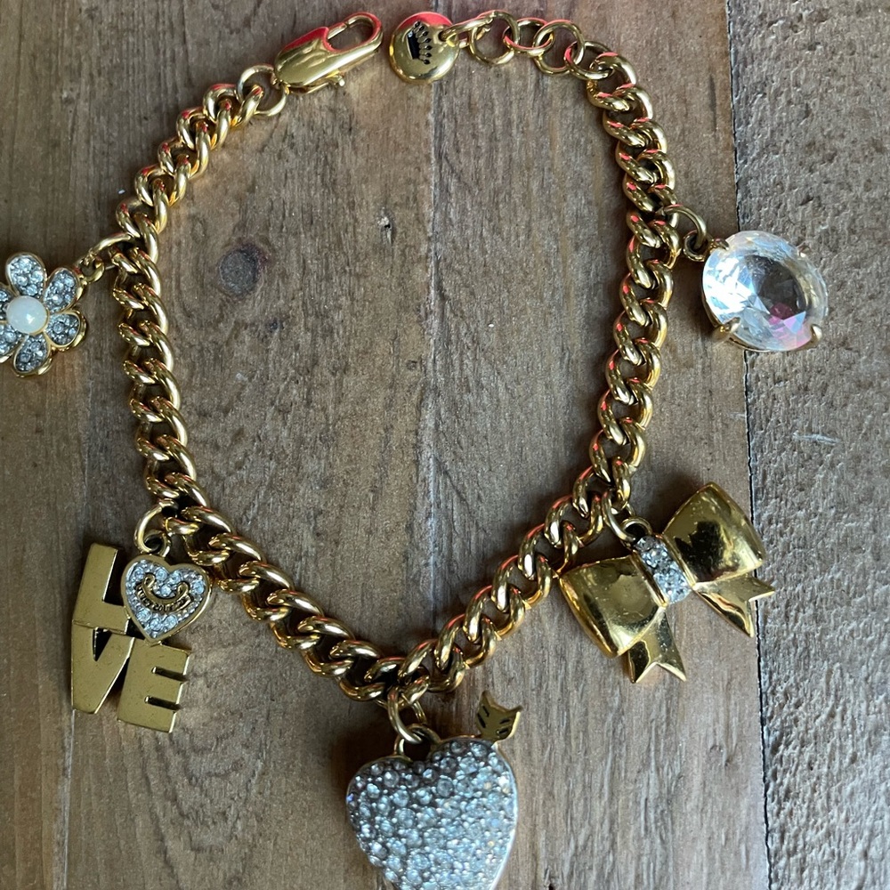Juicy Couture Love Gold Bracelet with Crystal Charms